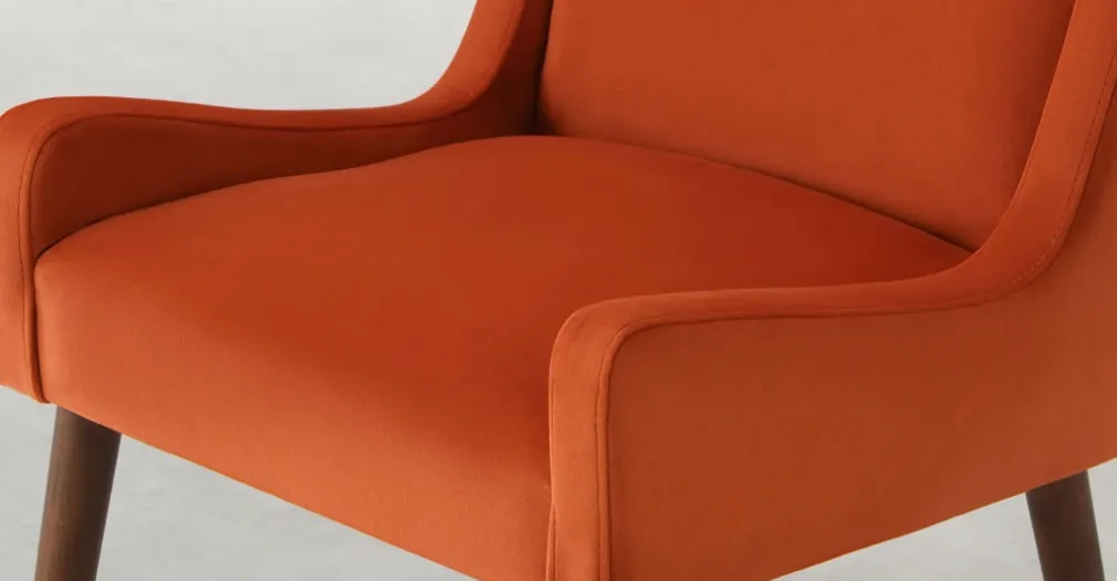 Juego de 2 sillas de comedor Higgs – Terciopelo naranja llama