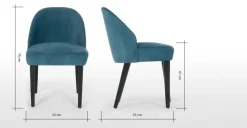 Juego de 2 sillas de comedor Alec – Azul acolchado