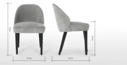 Juego de 2 sillas de comedor Alec – Gris acolchado