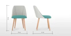 Juego de 2 sillas de comedor Lule – Verde esmeralda y gris granizo