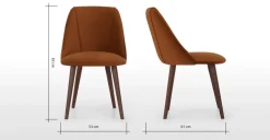 Juego de 2 sillas de comedor Lule – Terciopelo naranja y nogal