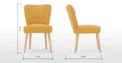 Juego de 2 sillas de comedor Charley – Amarillo yema y roble