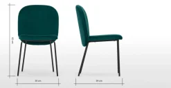 Juego de 2 sillas de comedor Safia – Terciopelo azul espuma de mar