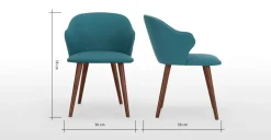 Juego de 2 sillas de comedor Sigrid – Azul mineral y nogal