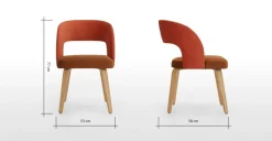 Juego de 2 sillas de comedor Enid – Terciopelo naranja y dorado