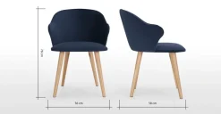 Juego de 2 sillas de comedor Sigrid – Terciopelo azul real y roble