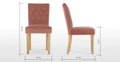 Juego de 2 sillas de comedor Flynn – Terciopelo rosa y abedul