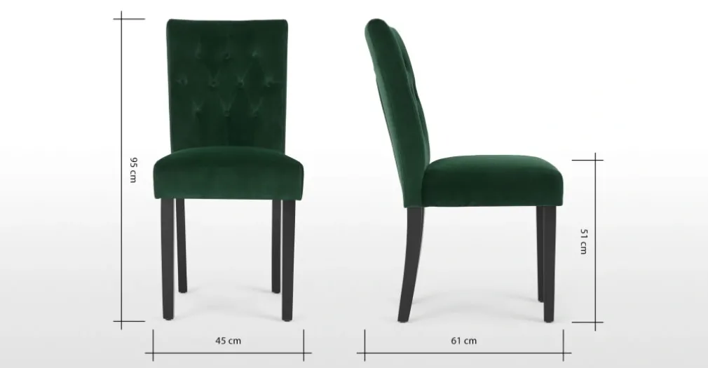 Juego de 2 sillas de comedor Flynn – Terciopelo verde pino y negro