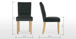 Juego de 2 sillas de comedor Flynn -Terciopelo gris medianoche y abedul