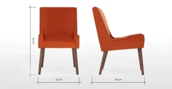 Juego de 2 sillas de comedor Higgs – Terciopelo naranja llama