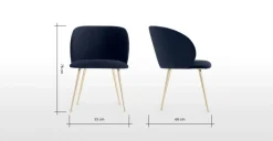 Juego de 2 sillas de comedor Adeline – Azul Real