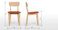 Juego de 2 sillas de comedor Jenson – Roble y naranja retro