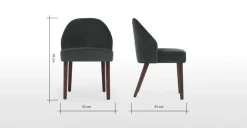 Juego de 2 sillas de comedor Alec – Terciopelo gris medianoche y patas de madera teñida