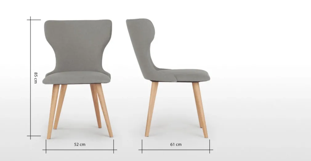 Juego de 2 sillas de comedor Bjorg – Gris manhattan y roble