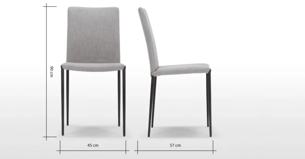 Juego de 2 sillas de comedor Braga – Gris perla con patas negras