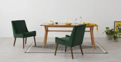 Juego de dos sillas de comedor Higgs – Terciopelo verde pino