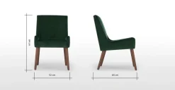 Juego de dos sillas de comedor Higgs – Terciopelo verde pino