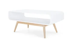 Mesa de Centro Compacta Esme – Blanco y fresno