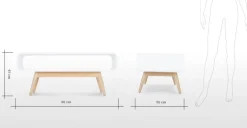 Mesa de Centro Compacta Esme – Blanco y fresno