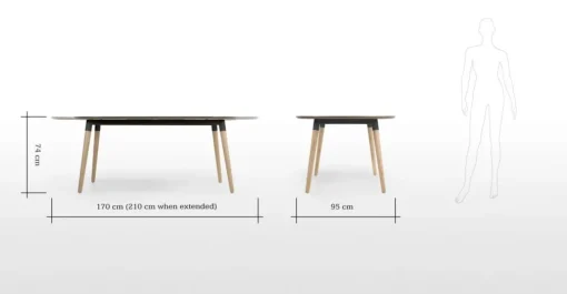 Mesa de Comedor Ovalada Edelweiss – Nogal Claro y Negro