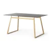 Mesa de Comedor Rectangular Haku – Metal y Cristal Ahumado