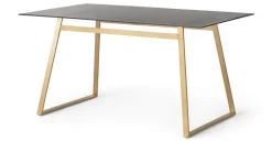 Mesa de Comedor Rectangular Haku – Metal y Cristal Ahumado