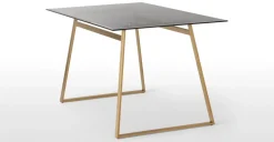 Mesa de Comedor Rectangular Haku – Metal y Cristal Ahumado