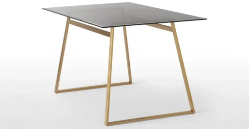 Mesa de Comedor Rectangular Haku – Metal y Cristal Ahumado