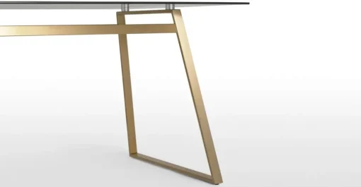Mesa de Comedor Rectangular Haku – Metal y Cristal Ahumado