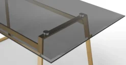 Mesa de Comedor Rectangular Haku – Metal y Cristal Ahumado
