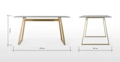Mesa de Comedor Rectangular Haku – Metal y Cristal Ahumado