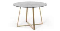 Mesa de Comedor Redonda Grande Haku – Metal y Cristal Ahumado