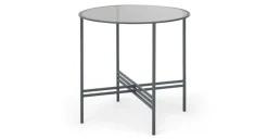 Mesa de Comedor Redonda Poppy – Metal y Cristal Ahumado