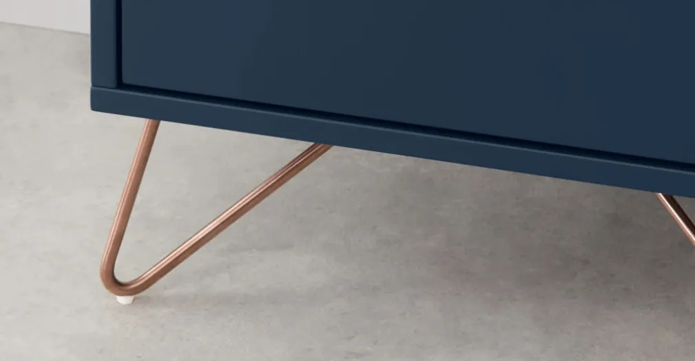 Mesa de Noche Elona – Azul Oscuro y Cobre