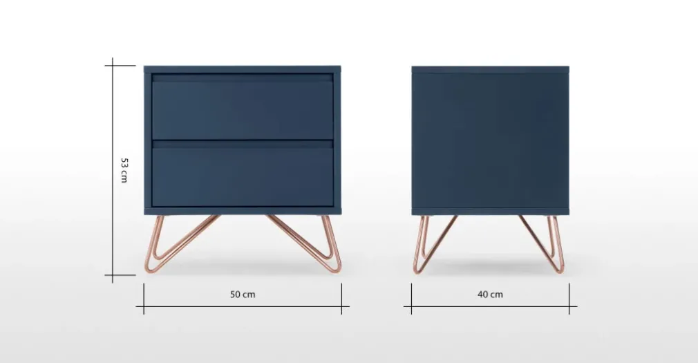 Mesa de Noche Elona – Azul Oscuro y Cobre