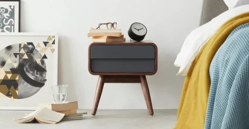 Mesa de noche Esme – Fresno oscuro y gris