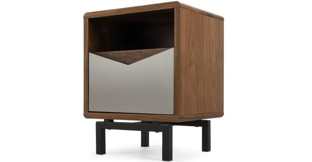 Mesa de noche Louis – Nogal y gris carbón