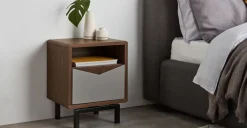 Mesa de noche Louis – Nogal y gris carbón