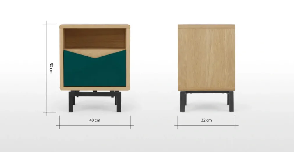 Mesa de noche Louis – Roble y verde