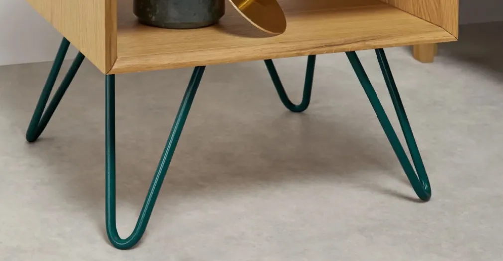 Mesita de noche Dotty – Roble y gris