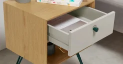 Mesita de noche Dotty – Roble y gris