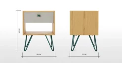 Mesita de noche Dotty – Roble y gris