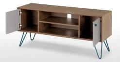 Mueble multimedia ancho Dotty – Roble oscuro y gris