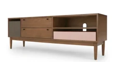 Mueble multimedia Campton – Roble oscuro y gris