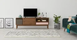 Mueble multimedia Campton – Roble oscuro y gris