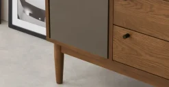 Mueble multimedia Campton – Roble oscuro y gris