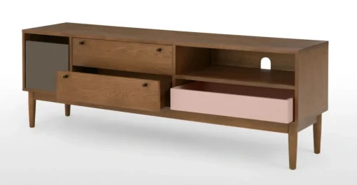 Mueble multimedia Campton – Roble oscuro y gris