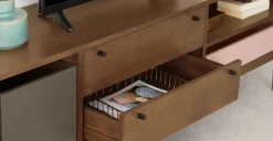 Mueble multimedia Campton – Roble oscuro y gris