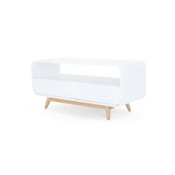 Mueble multimedia compacto Esme – Blanco y fresno
