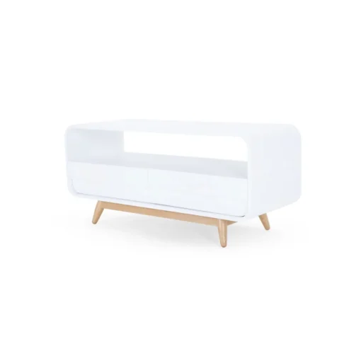 Mueble multimedia compacto Esme – Blanco y fresno